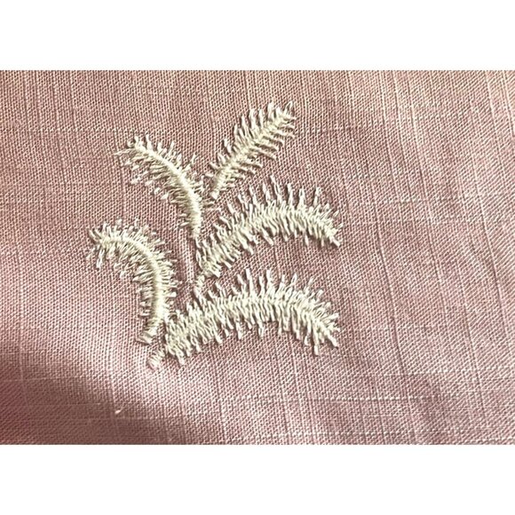 New Zara Pink Linen Blend Floral Embroidered High Rise Wide Leg Boho Pants - Picture 11 of 11